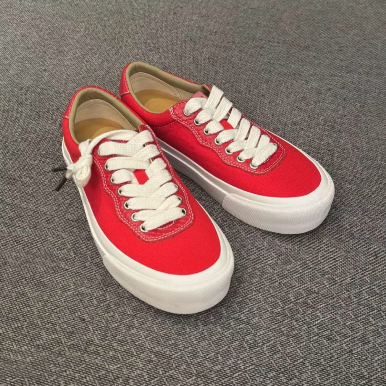 【叁石定制】日系男女同款软木层帆布蛇纹拼接硫化板鞋-T253