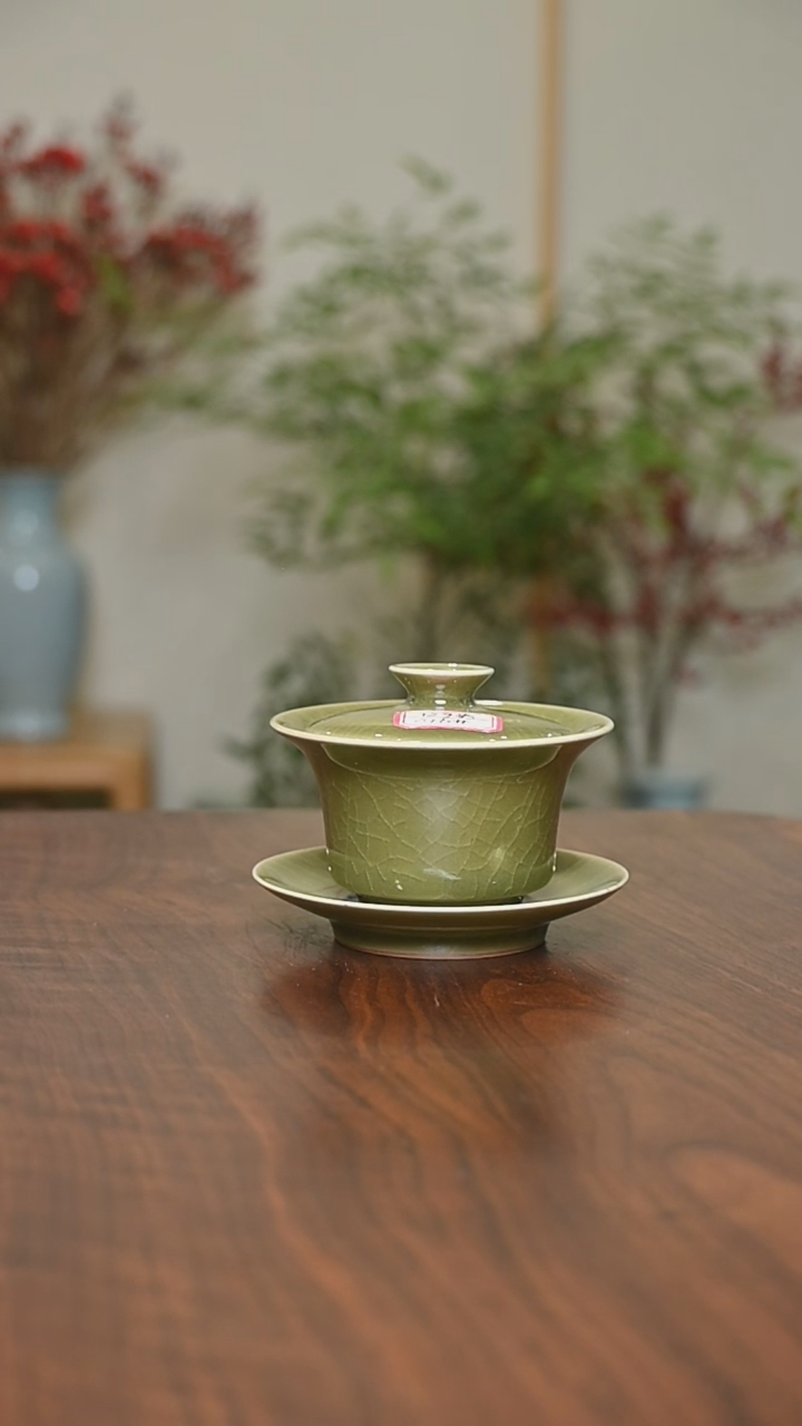 【闪购商品】其他616#微瑕矿石釉朱家汝窑盖碗100毫升