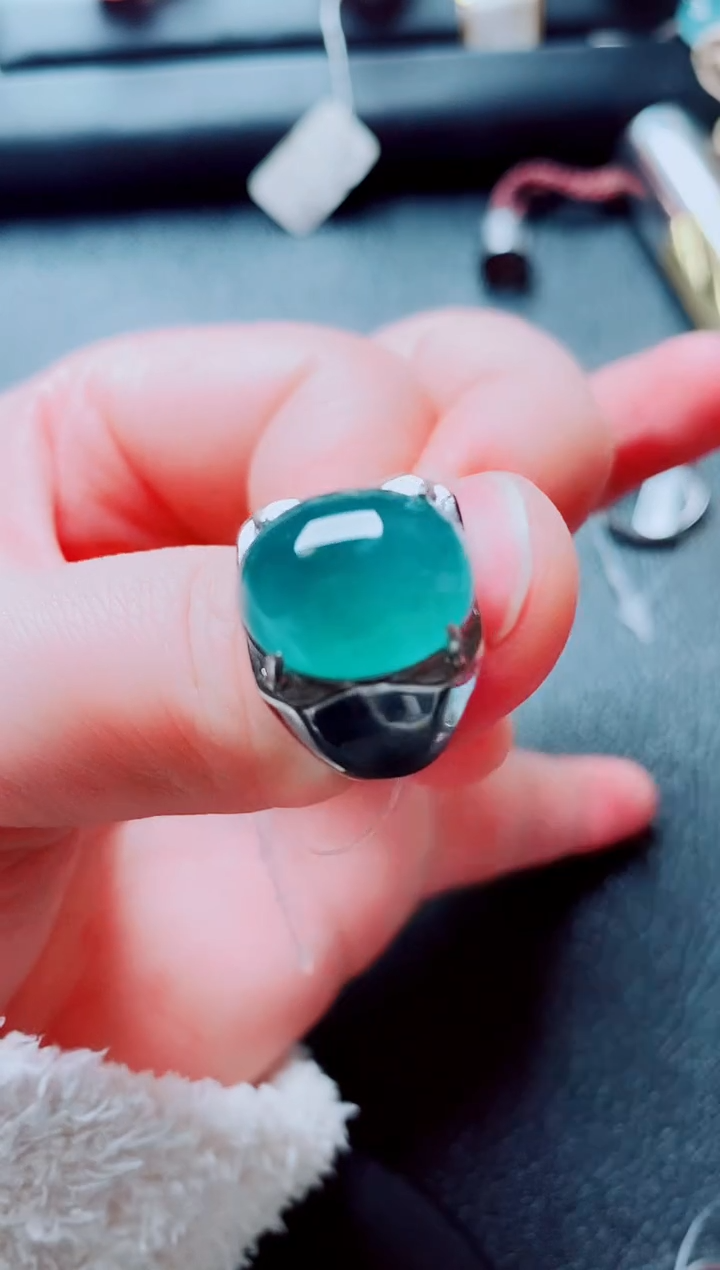 银S925镶嵌戒指翡翠111