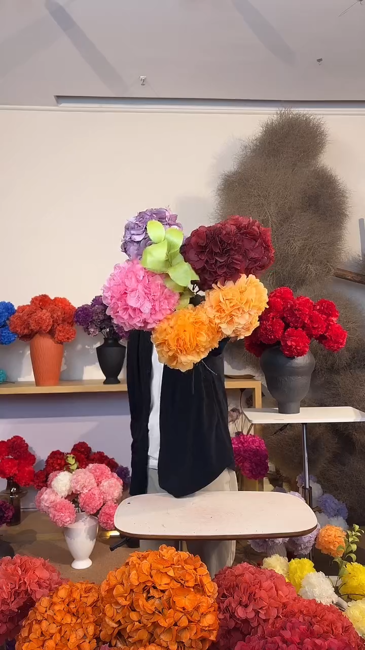 吸色永生大叶绣球6枝+进口橘叶1枝—酒红2/香槟2/深粉1/香芋紫1