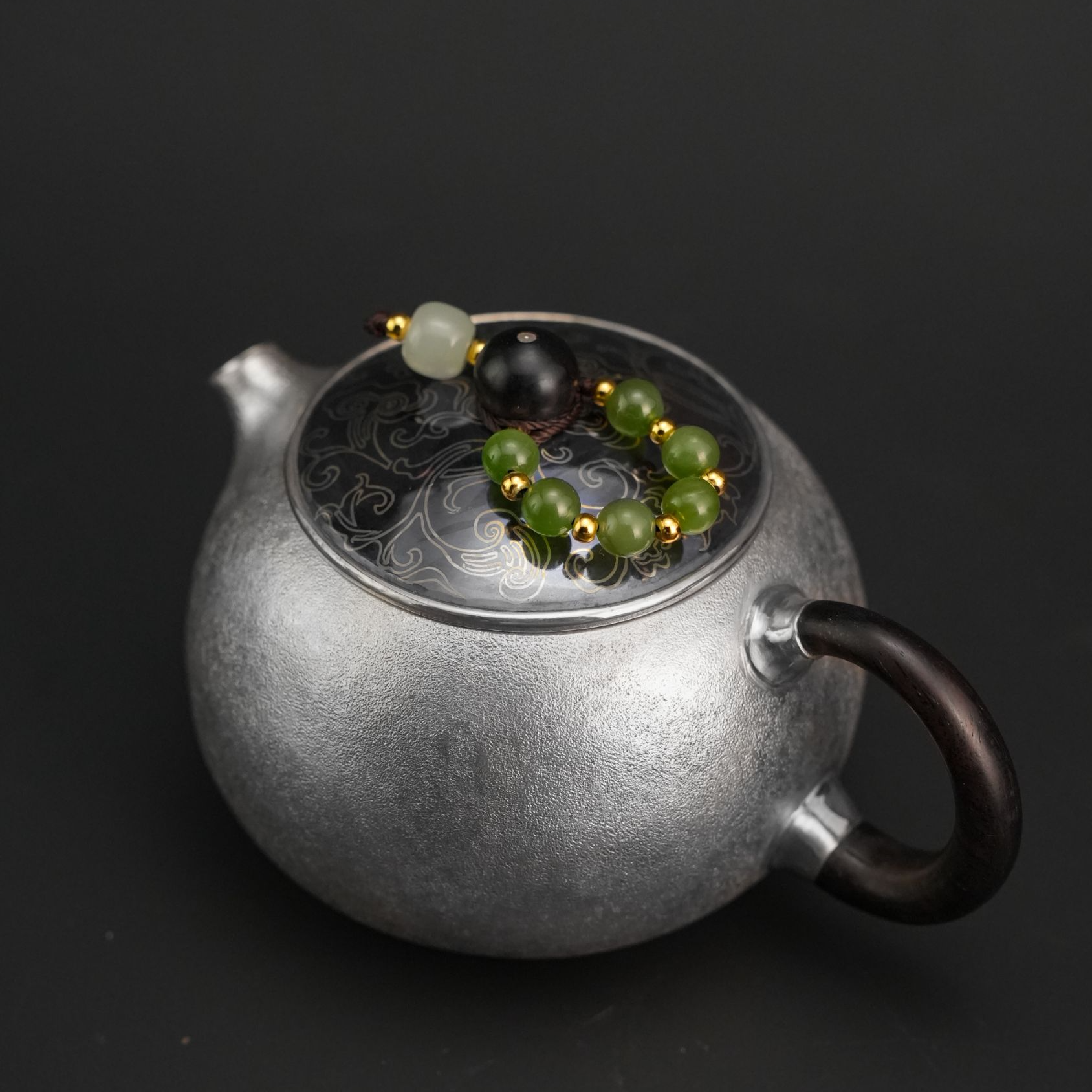 金大师 足银银制品 乌铜走银 繁花如意 西施泡壶 银制品