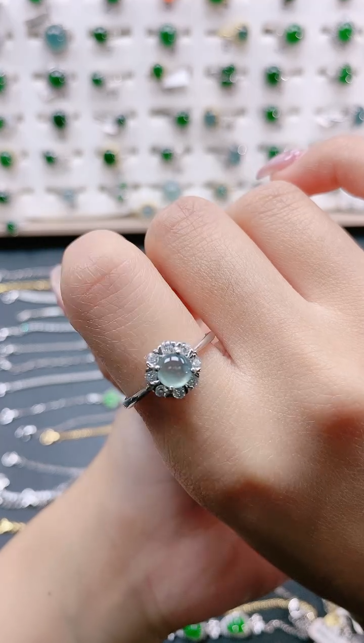 【闪购商品】翡翠戒指银S925镶嵌天然翡翠