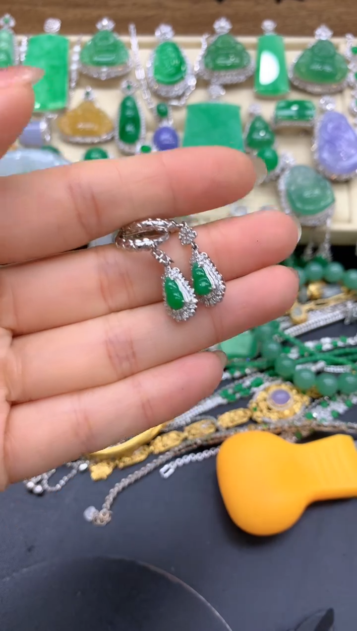 【闪购商品】翡翠耳饰18K金镶嵌301-中国好珍宝