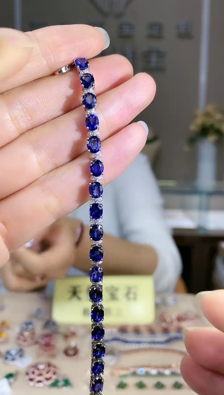 【闪购商品】蓝宝石手链银S925镶嵌手链
