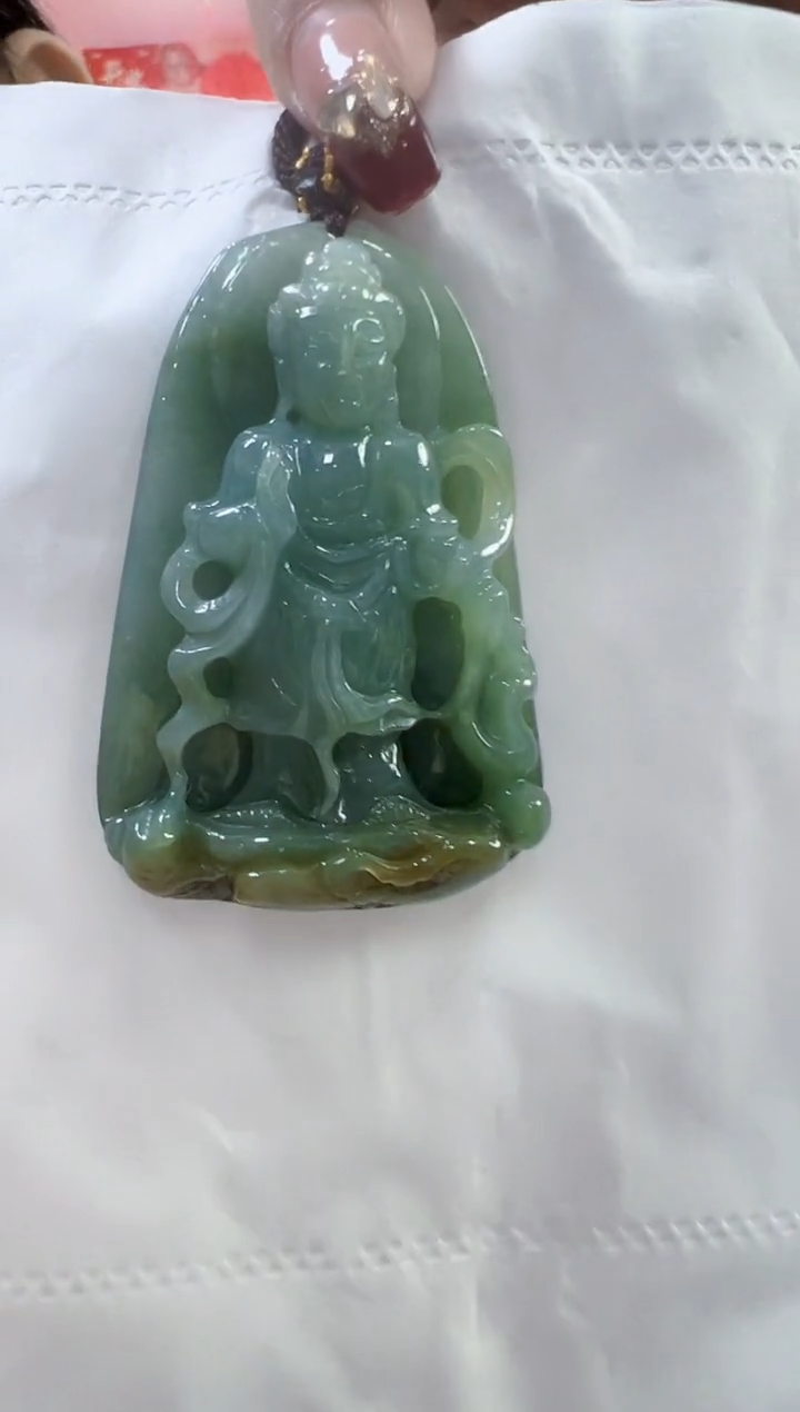 【闪购商品】翡翠颈饰未镶嵌孤品观音宽38高59厚12.8