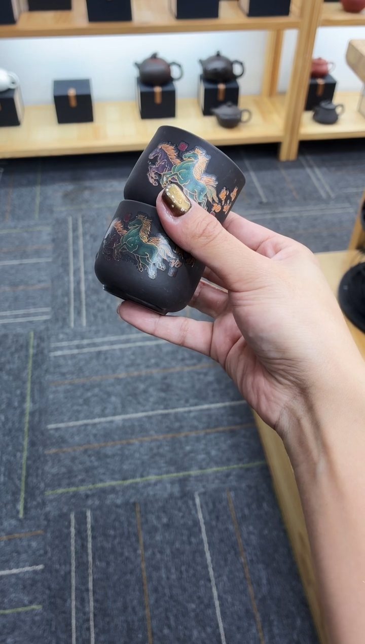 茶杯紫砂马到成功变色对杯（2个）