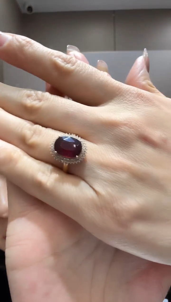 【闪购商品】石榴石戒指18K金镶嵌石榴石戒指020