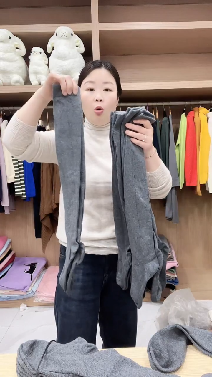 羊毛过膝袜灰色5双