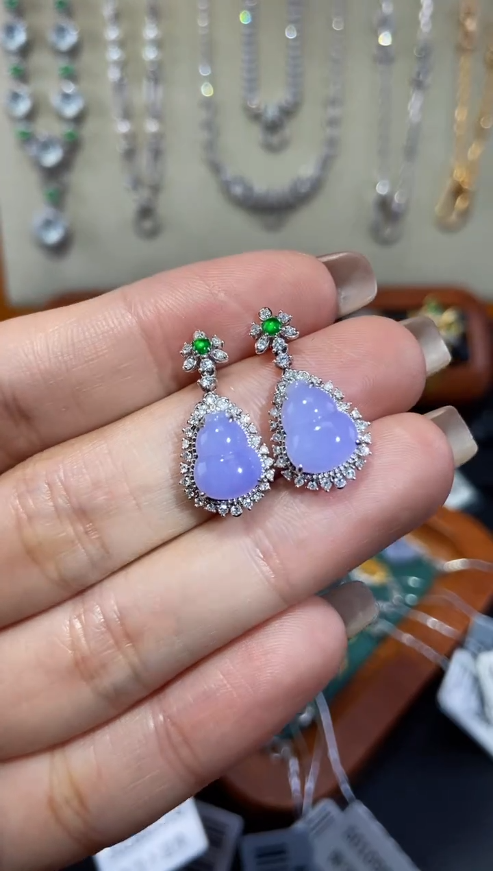 【闪购商品】翡翠耳饰18K金镶嵌耳饰