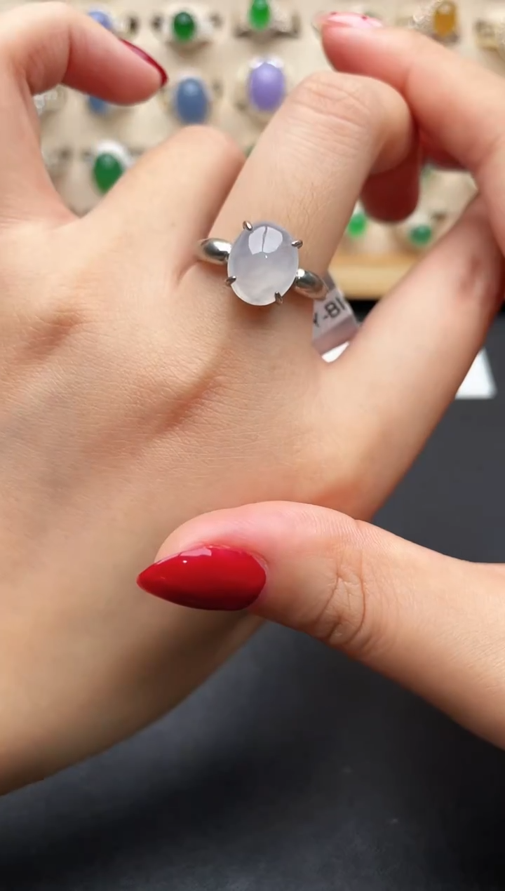 银S925镶嵌戒指翡翠一物一证一礼盒