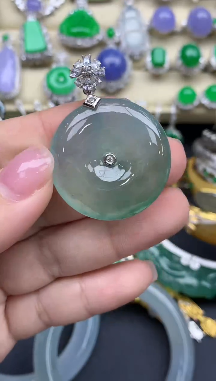 【闪购商品】翡翠吊坠(不含链)18K金镶嵌814-中国好珍宝