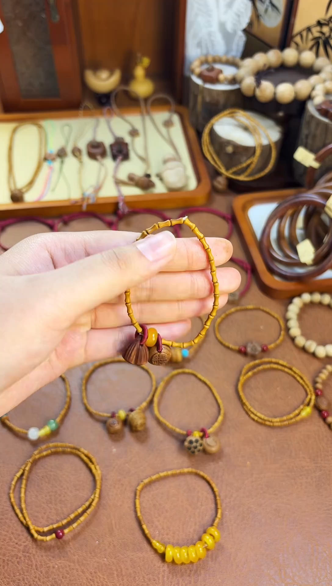 手串桃核竹节加锦鲤