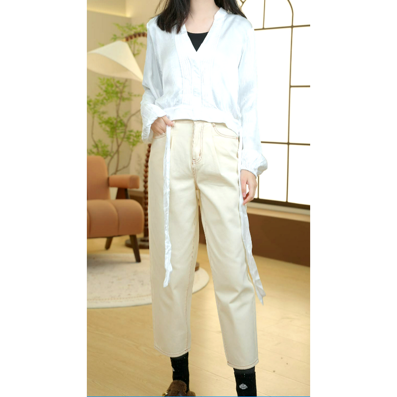 GUESS 纯白仙气衬衫-W4GH51WFNQ0