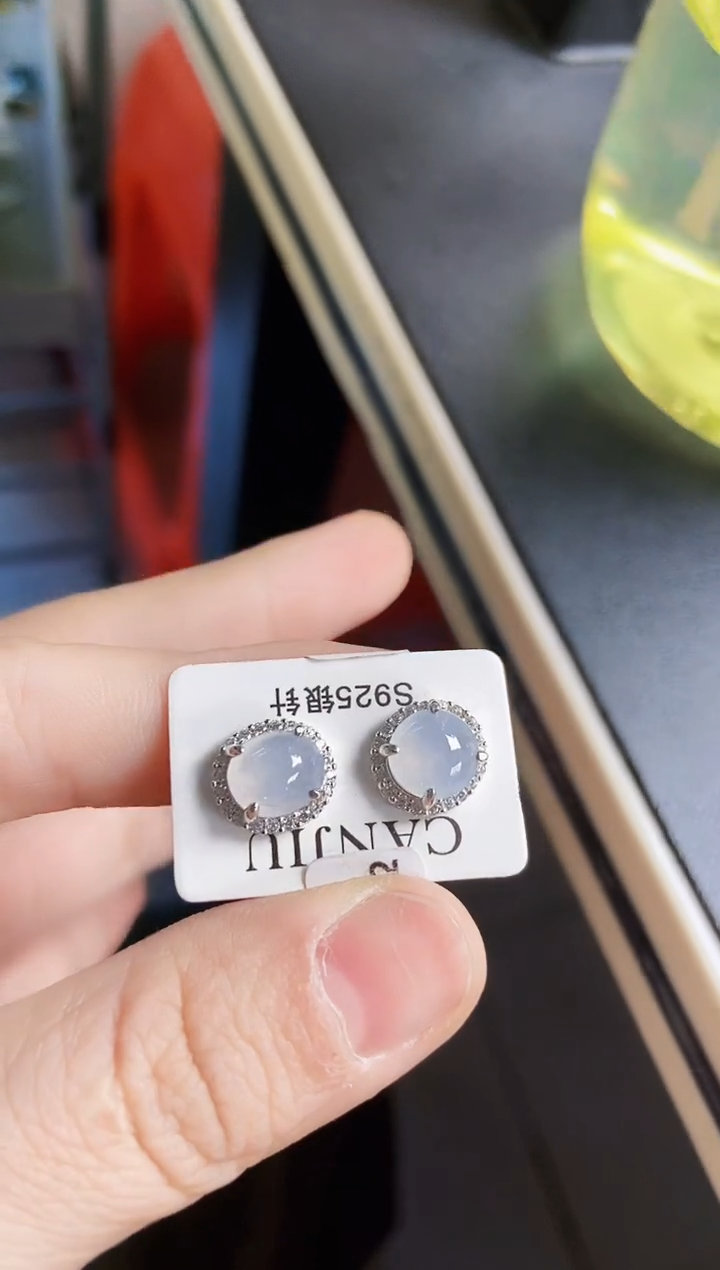 【闪购商品】翡翠银S925镶嵌耳饰46546546