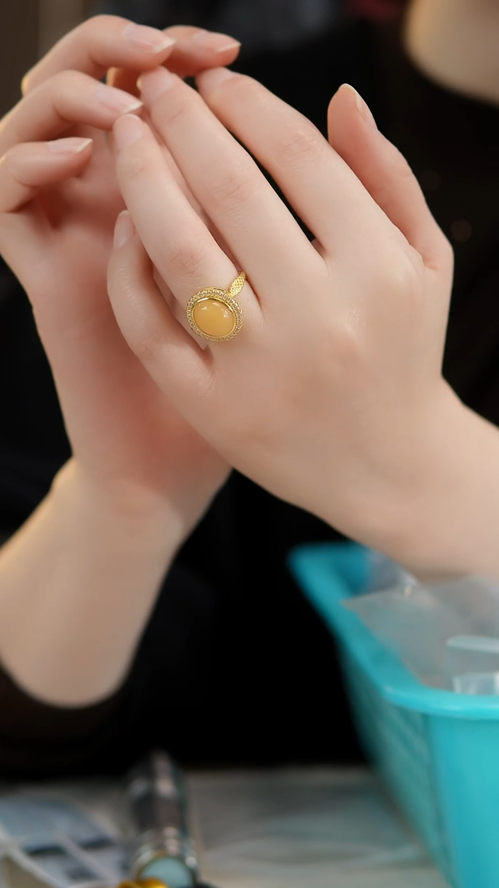 未镶嵌琥珀戒指蜜蜡戒指