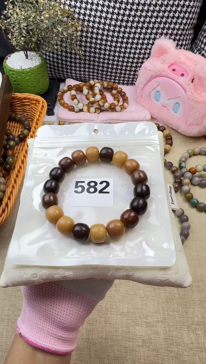 手串菩提根/象牙果582卡15干磨桶珠铜锣烧