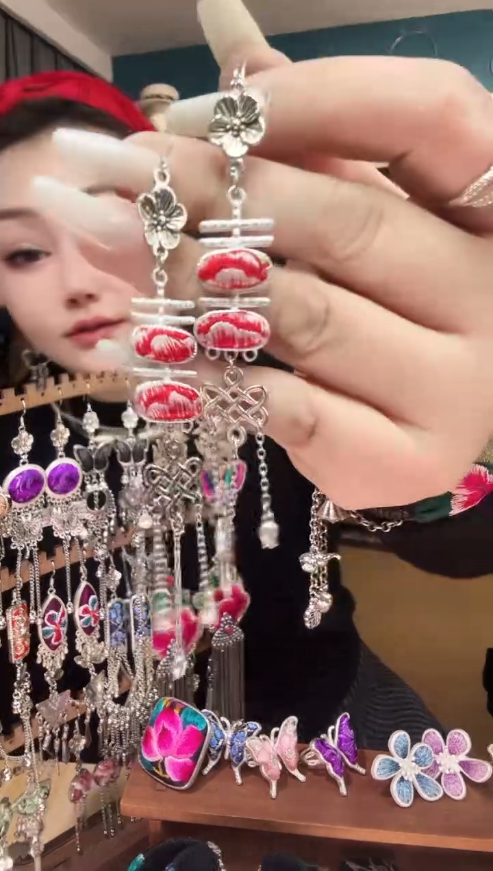 刺绣纯手工民族风刺绣耳环