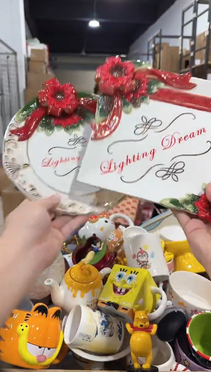 瓷片玫瑰方盘加圆盘