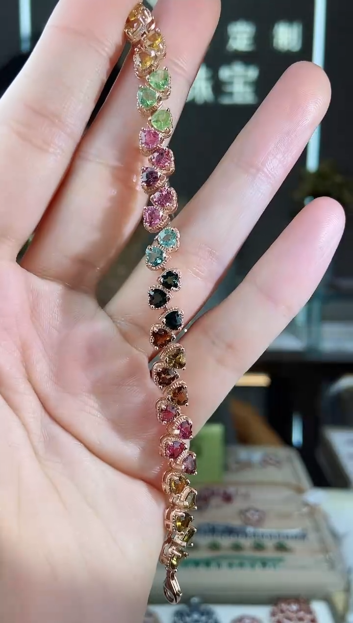 【闪购商品】碧玺手链银S925镶嵌手链