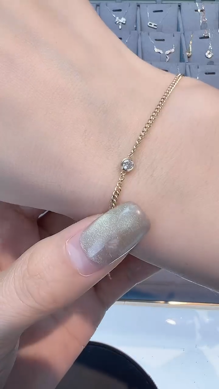 【闪购商品】钻石10分手链18K金镶嵌发一