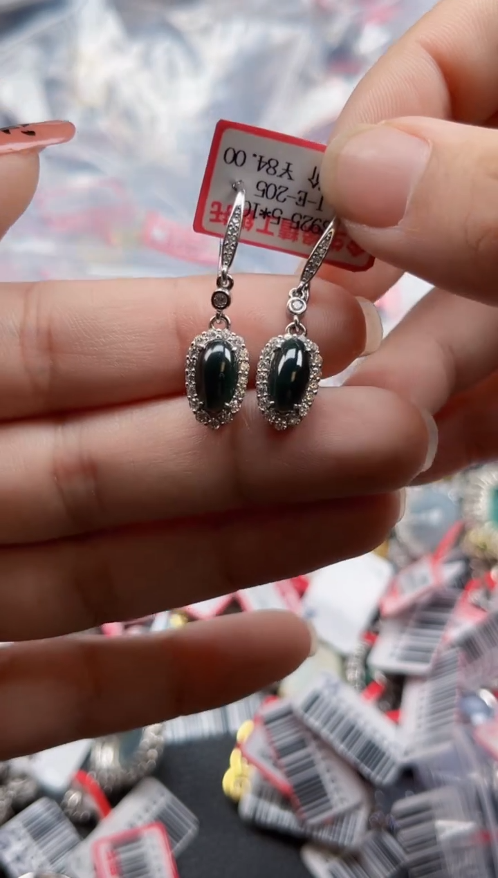 银S925镶嵌戒指翡翠天然A货缅甸翡翠