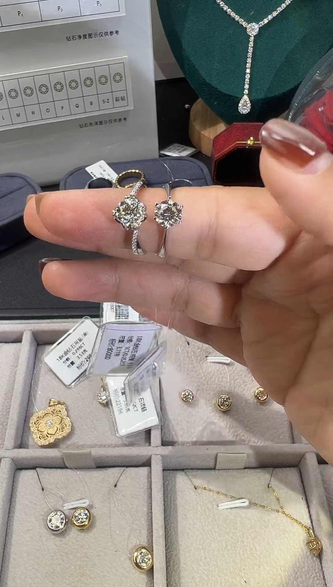 铂Pt950镶嵌戒指/指环钻石18K钻石戒指镶嵌