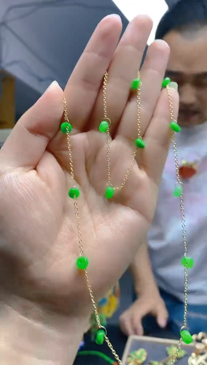 翡翠合金耳饰0365翡翠锁骨链