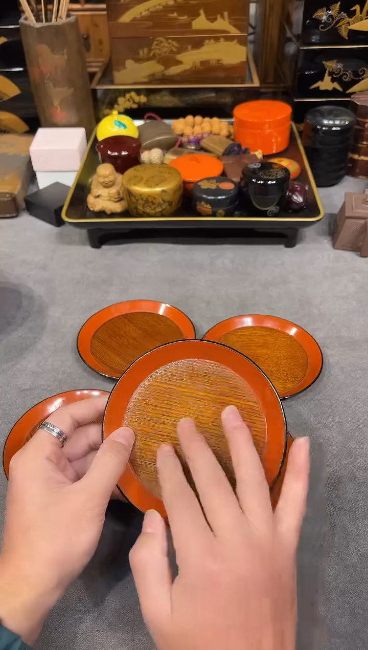 杯垫五片 大漆漆器大漆漆器