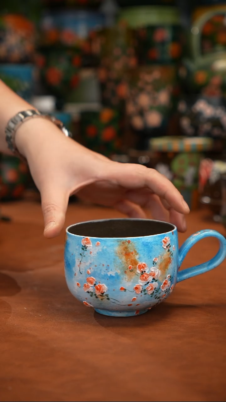 紫砂油画   釉下彩   杯子