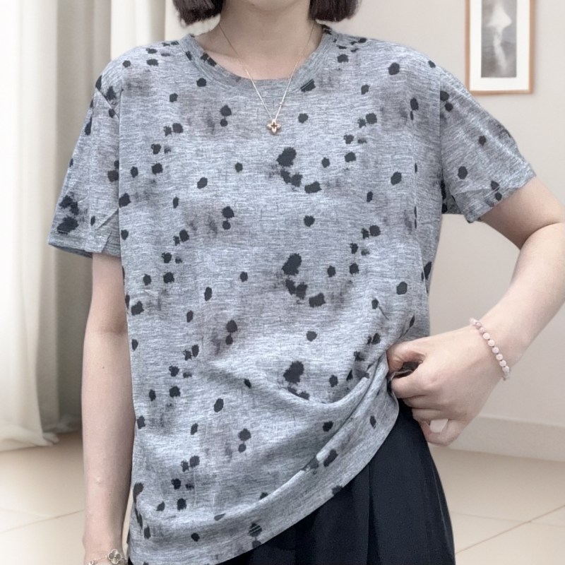 新款女夏薄款波点短袖T恤透气宽松印花时尚潮流上衣休闲inst恤