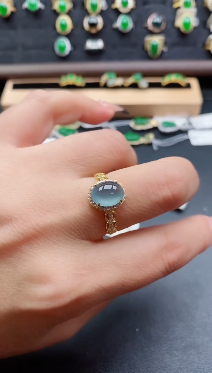 银S925镶嵌戒指翡翠1