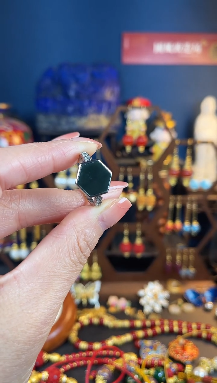 【闪购商品】和田玉戒指银S925镶嵌戒指