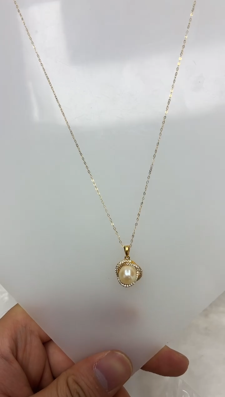 银S925镶嵌DA海水珍珠吊坠8-9 y864