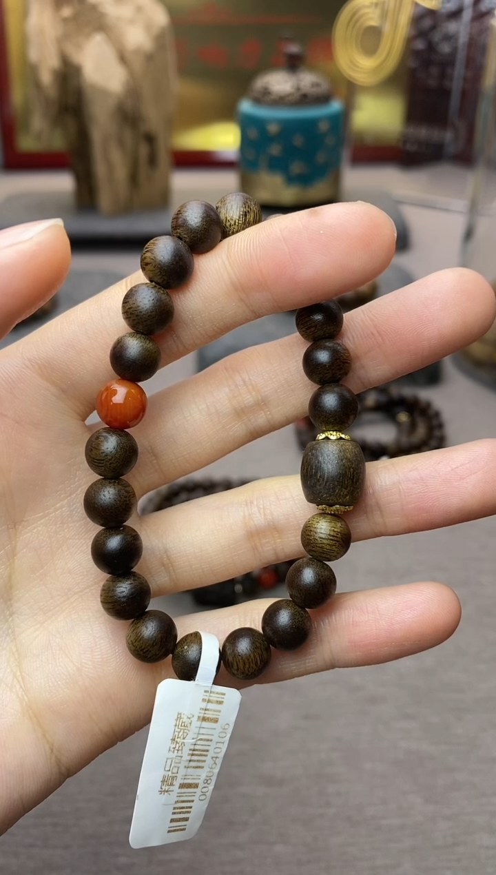 【闪购商品】沉香手串紫棋08+白棋单珠沉水老料