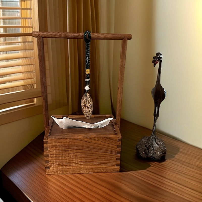 【福利品】北美黑胡桃木提梁纸巾盒（亏米福利）