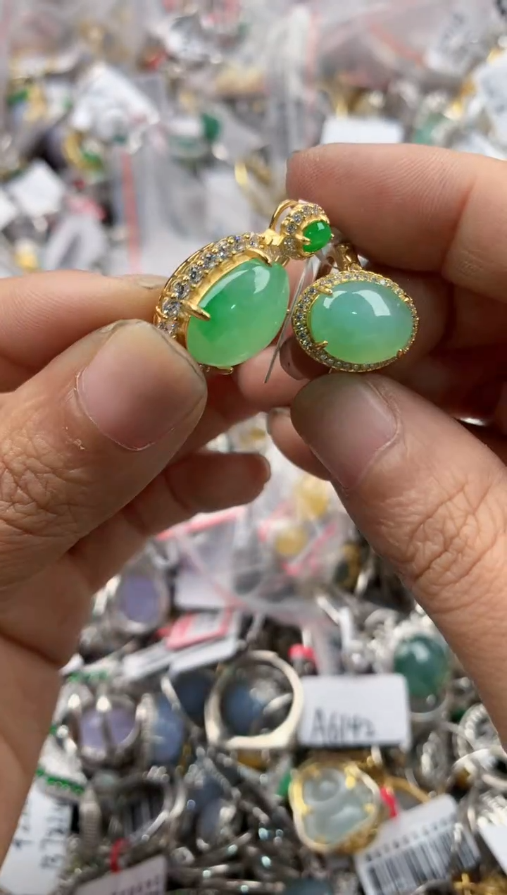 银S925镶嵌戒指翡翠7777----2