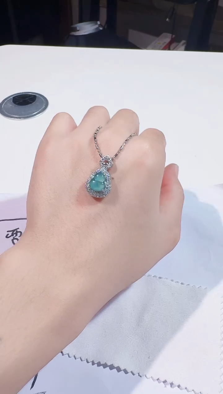 翡翠14K金镶嵌吊坠(赠链)天然A货翡翠a货吊坠多样性发货9056