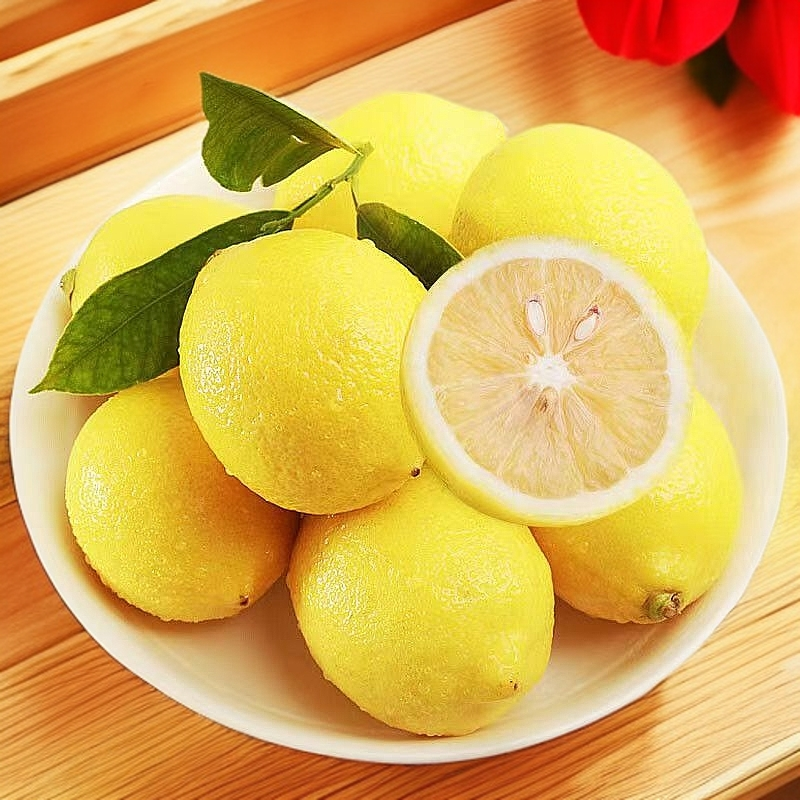 安岳黄柠檬8个单果60-80g 水果榨汁切片果香柠檬新鲜酸爽多汁    