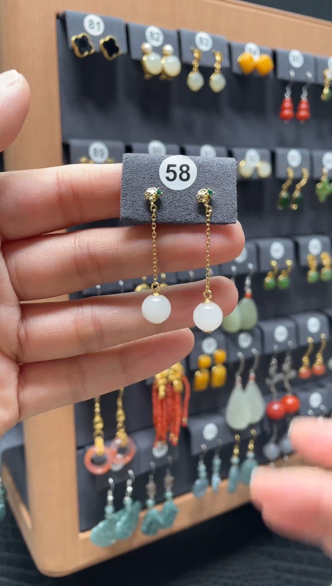 【闪购商品】和田玉耳饰银S925镶嵌0058