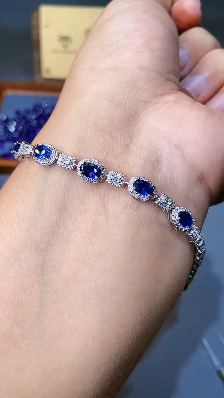 【闪购商品】彩色蓝宝石手链银S925镶嵌534