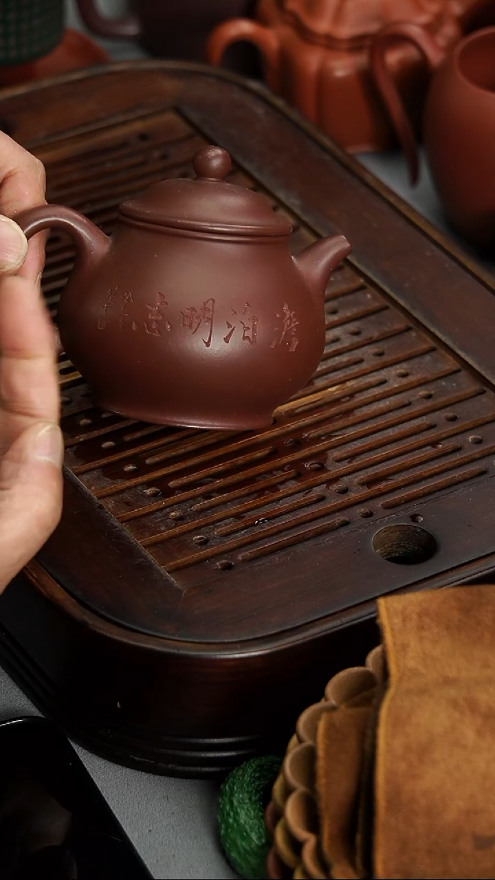 茶壶紫砂宜兴紫砂紫泥潘壶200毫升