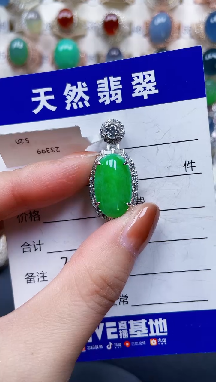 颈饰银S925镶嵌翡翠393