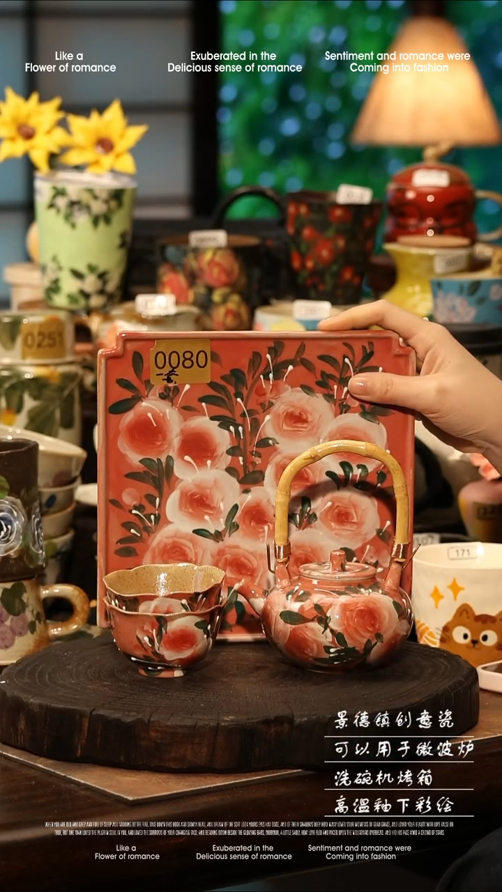 陶瓷景德镇高温釉下彩手工手绘款式
