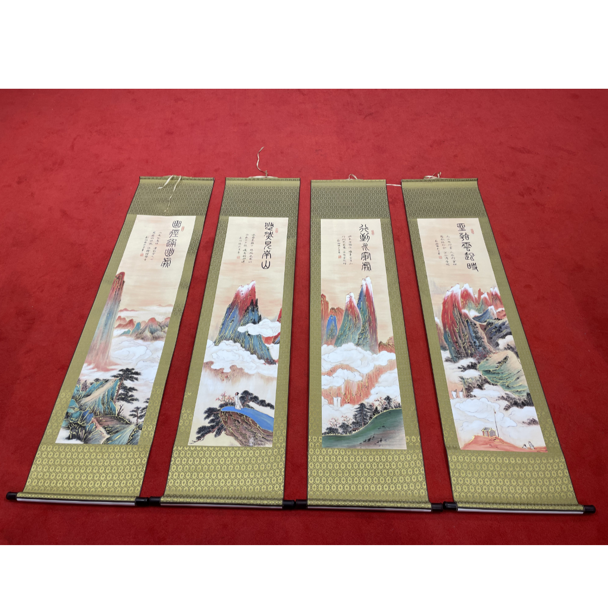 【大鹏珍藏】RY56160 山 水 四 条 屏 刘老师亲笔 装饰画