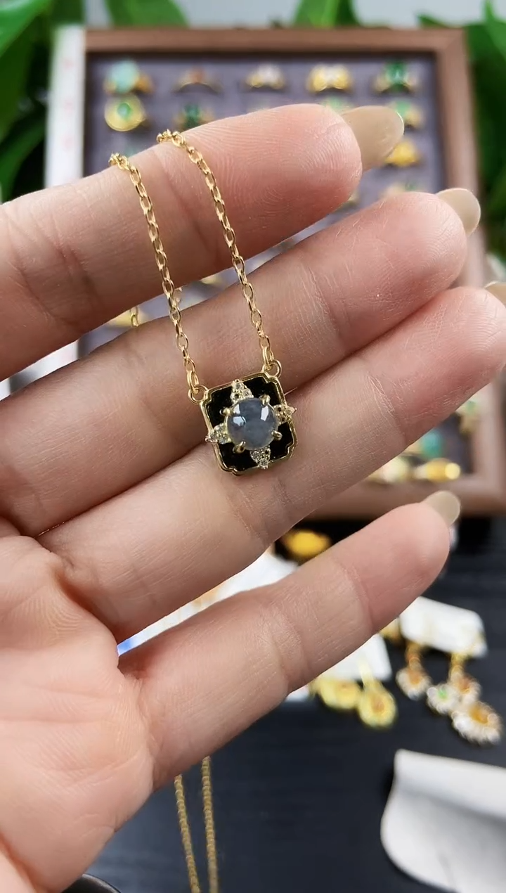 颈饰银S925镶嵌翡翠14