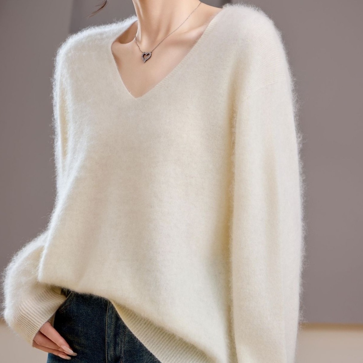 【拉绒系列】羊毛圆领毛衣无缝拉毛山羊绒衫女长袖女士纯色套头