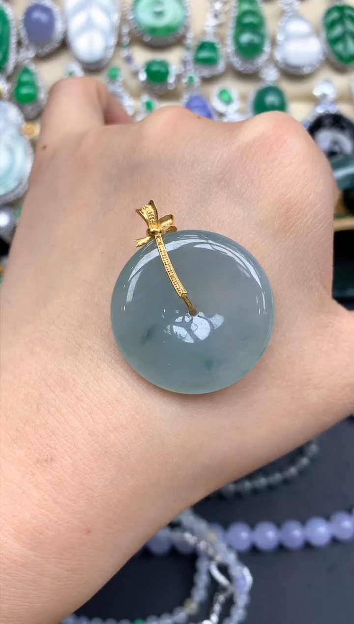 颈饰18K金镶嵌翡翠175-中国好珍宝