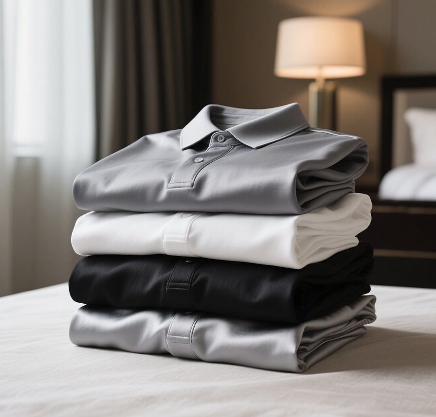 (叶4)2025新款时尚男装桑蚕丝短T恤商务休闲百搭男士夏季翻领POLO