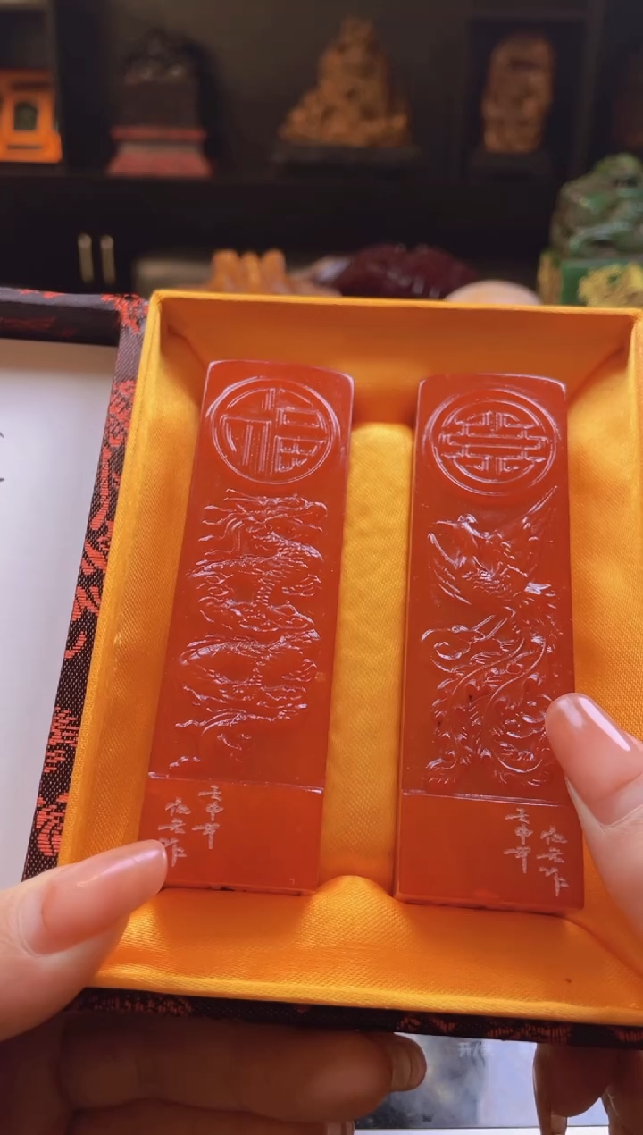 【闪购商品】寿山石印石龙凤大对章