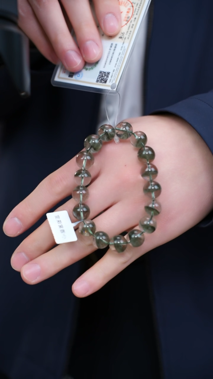 【闪购商品】水晶手链未镶嵌s014 绿幽灵手链12mm+